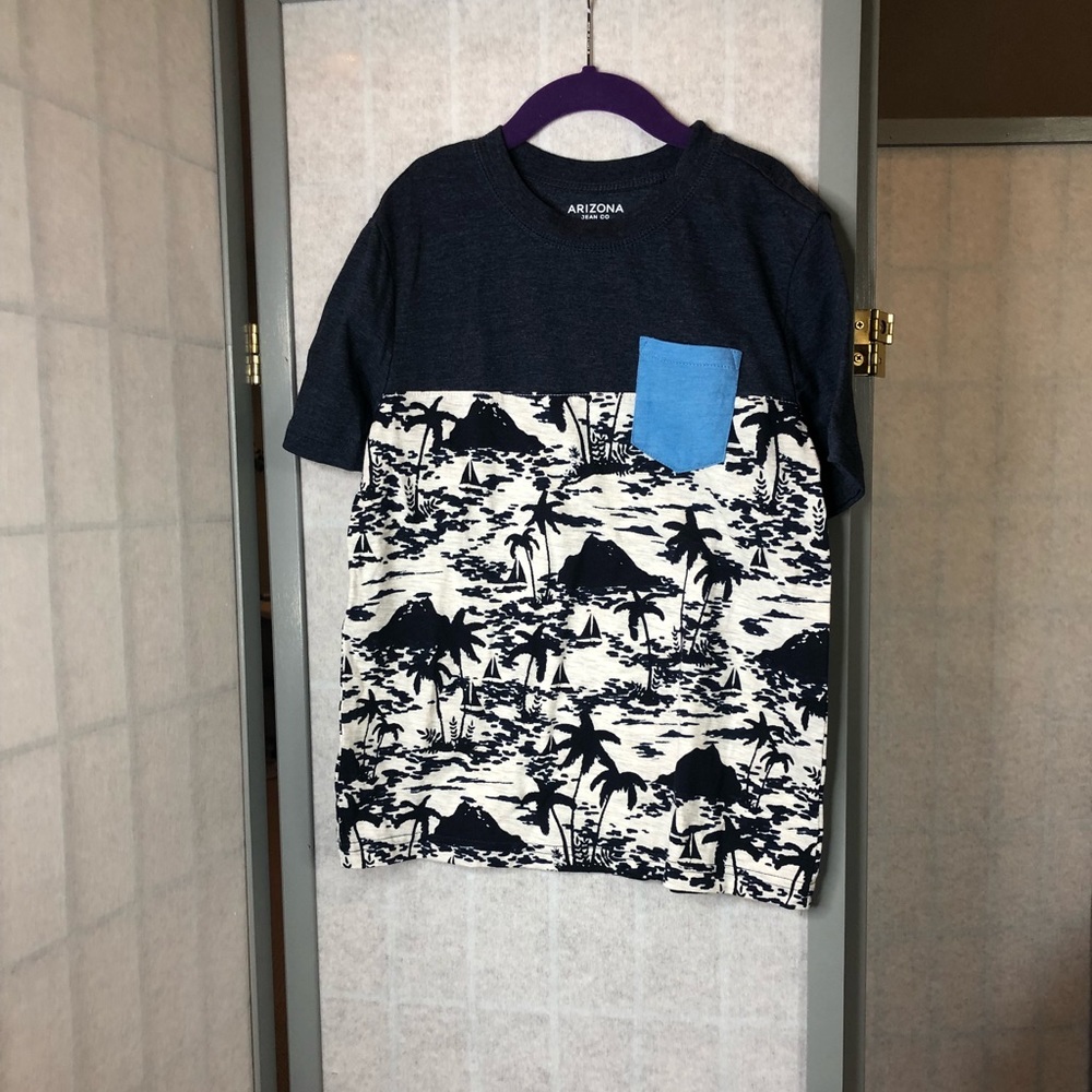 Boys tee shirt in denim blue & white - Picture 1 of 3